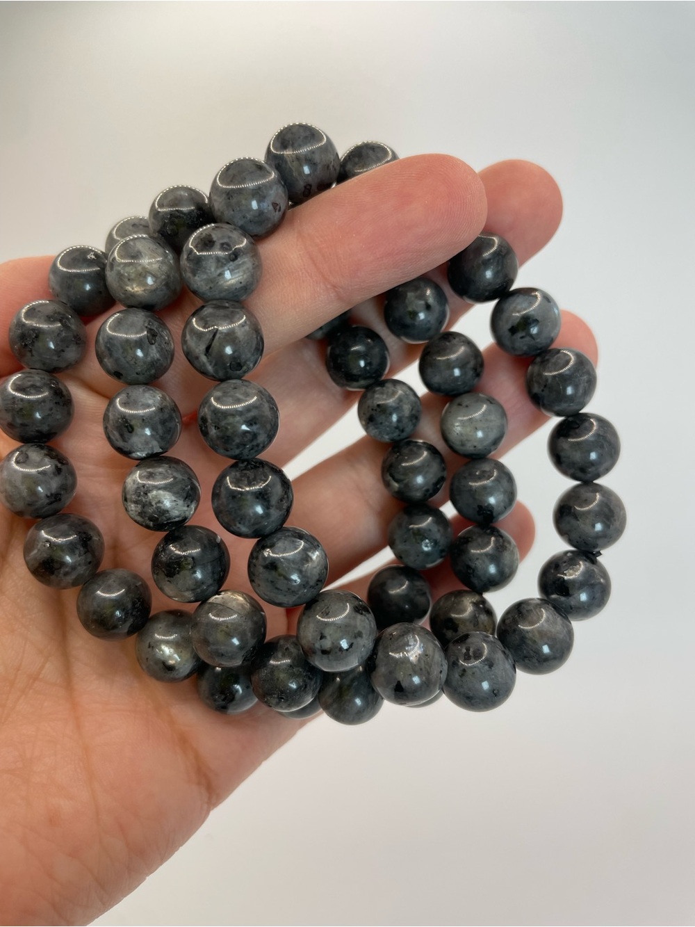 ONE Larvikite Round Bead Stretch Bracelet - 10mm (0153)